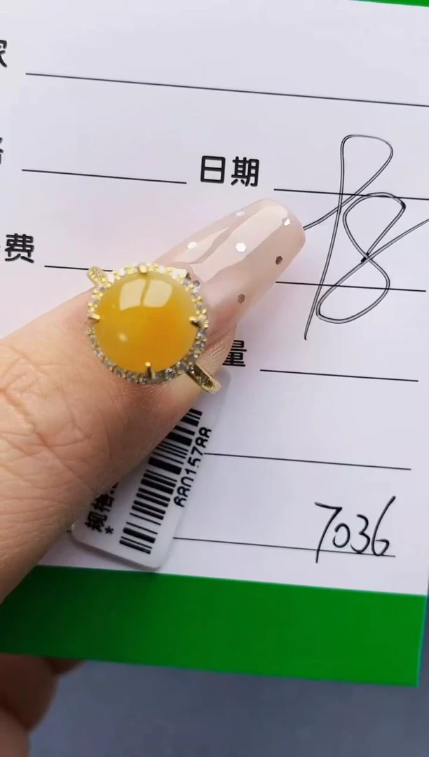 翡翠戒指银S925镶嵌7036