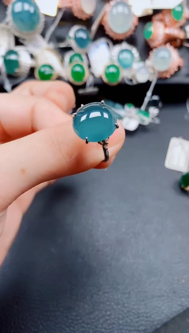 银S925镶嵌戒指翡翠翡翠