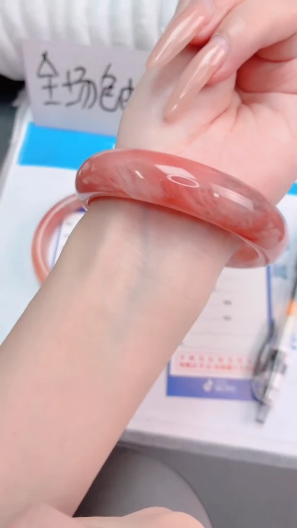 未镶嵌手镯石英质玉桃花酿205-圈口58-236