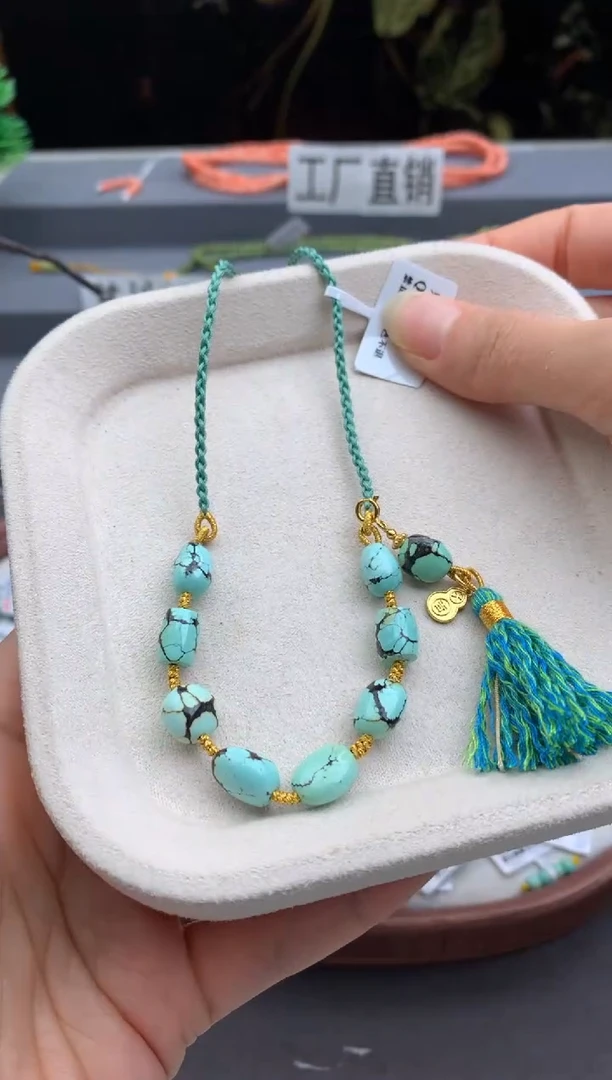 未镶嵌绿松石锁骨链茜.C182