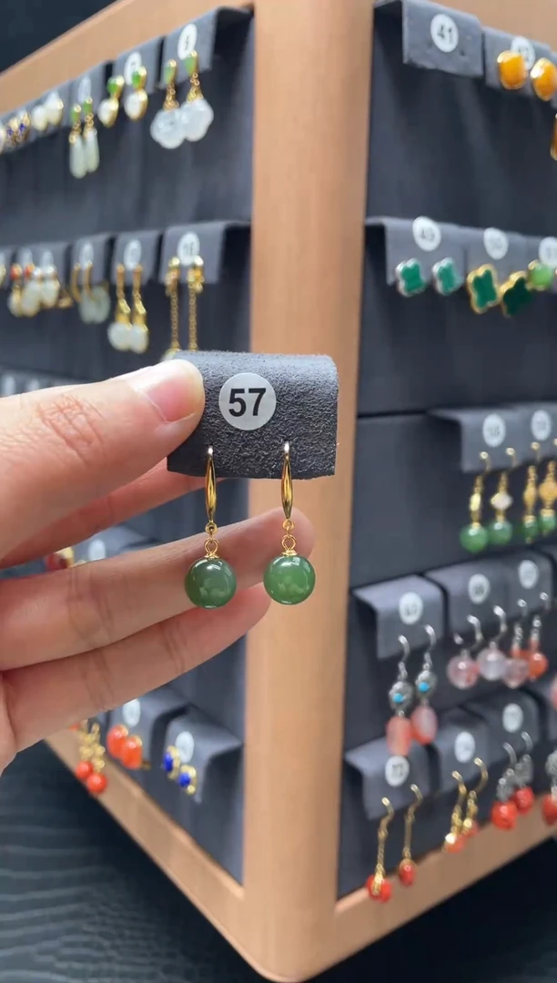 【闪购商品】和田玉耳饰银S925镶嵌0057