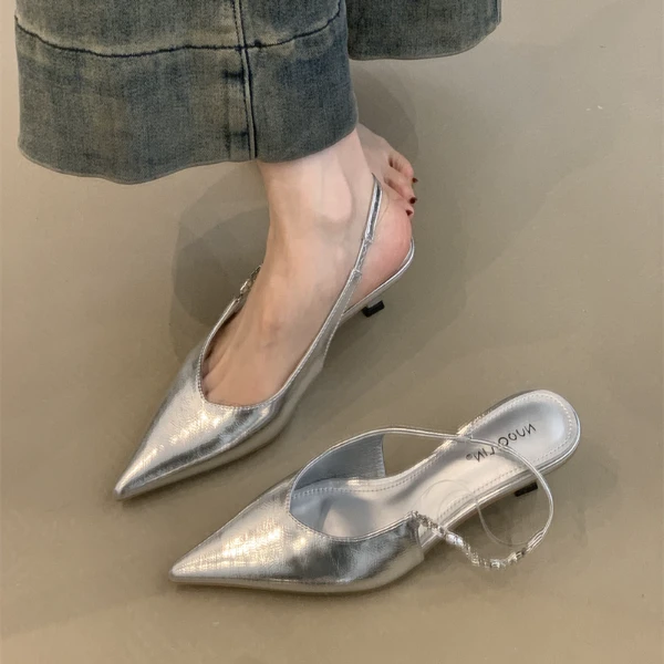 NQL-2988-19包头水钻凉拖鞋新款名媛风气质尖头高跟鞋后空小单鞋