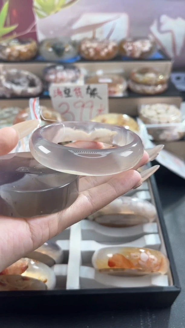 未镶嵌手镯石英质玉天然樱花玛瑙镯心赠品不保证完美