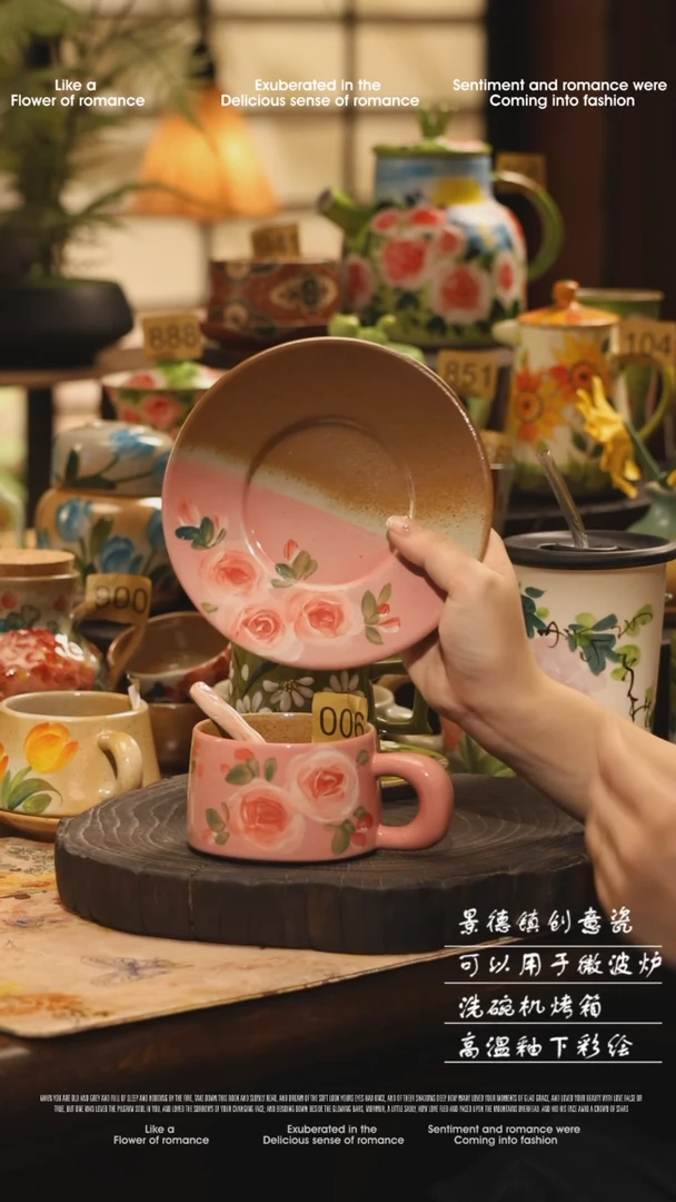 陶瓷006景德镇高温手绘釉下彩设计师款式