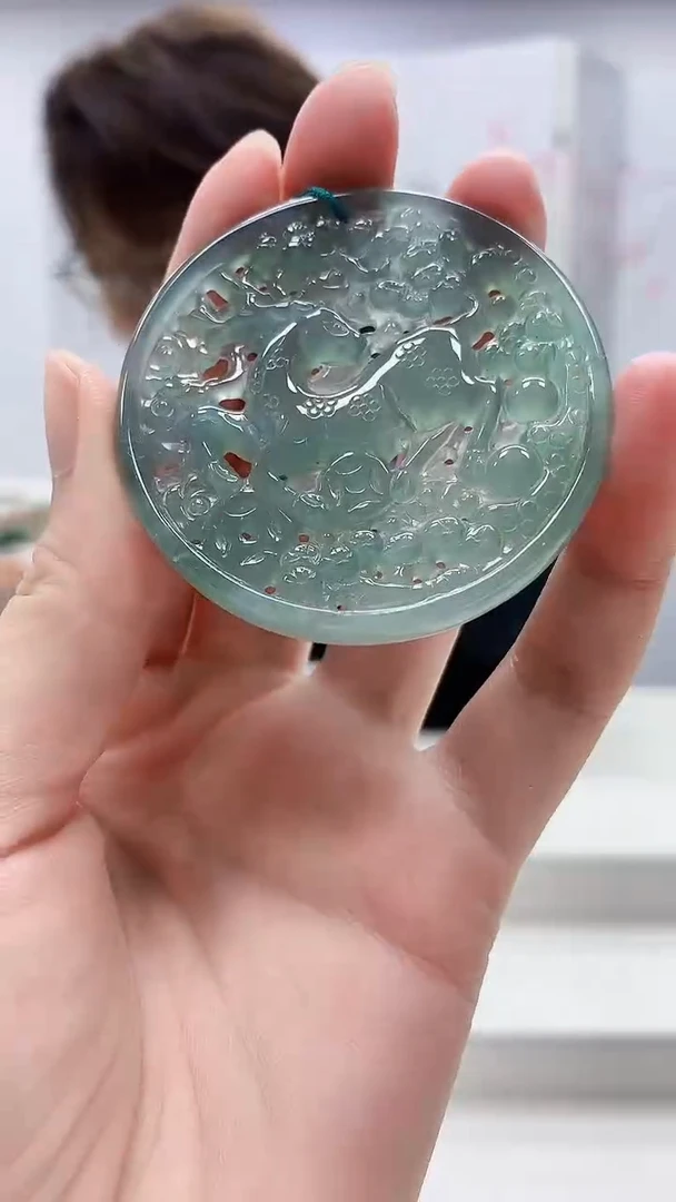 定制翡翠未镶嵌5159zm-毛货挂件鹿牌53