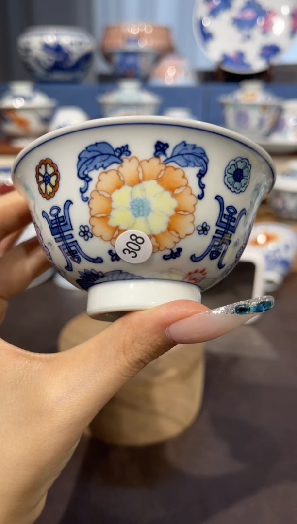 【闪购商品】308斗彩寿字纹单杯发发3.6