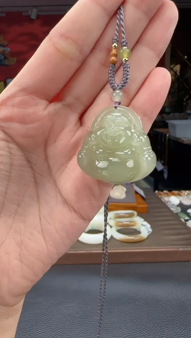 和田玉未镶嵌颈饰高冰晴猫佛公