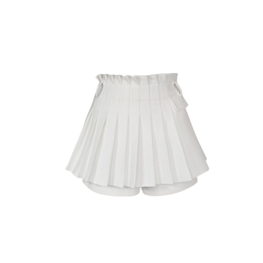 姜穹JIANGQIONG 2024秋冬新款极简复古高腰百褶防走光A字裙裤