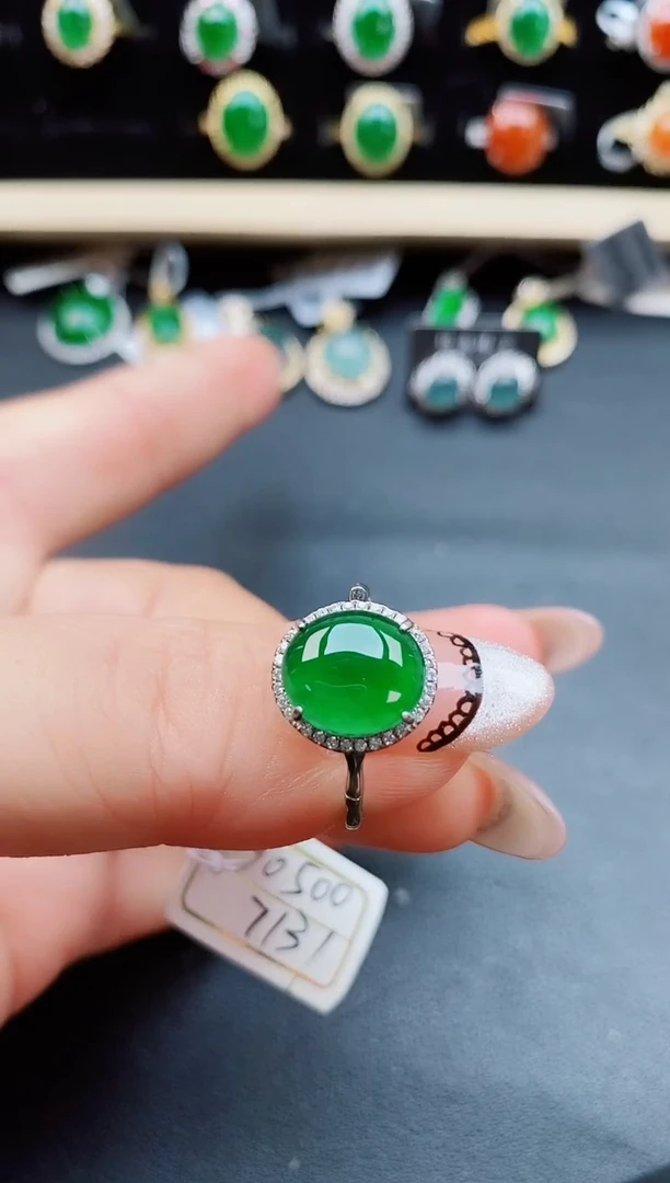 翡翠戒指银S925镶嵌5050805508