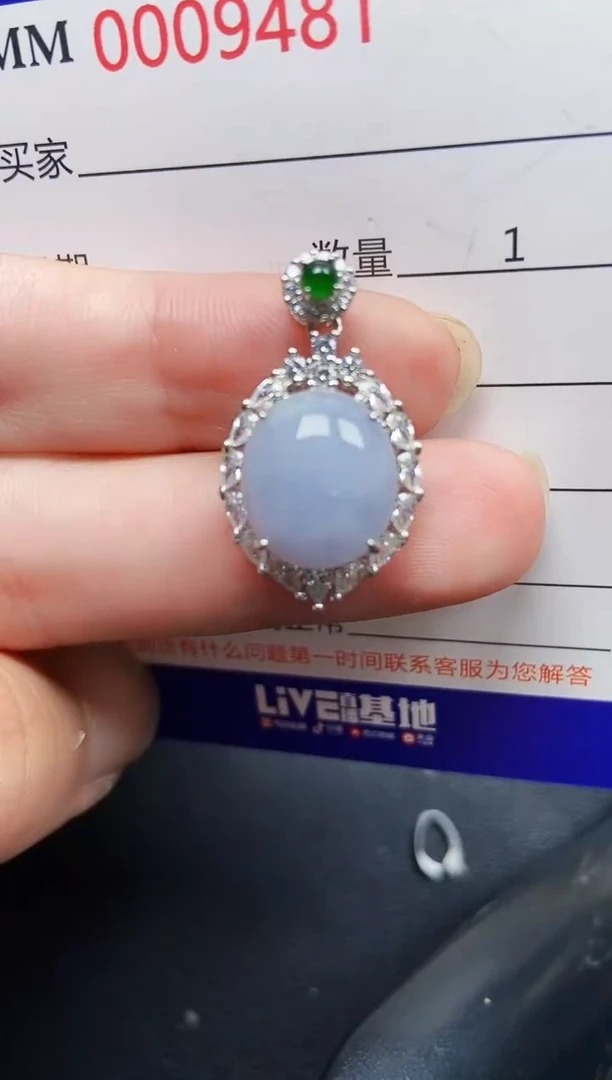翡翠银S925镶嵌颈饰9481