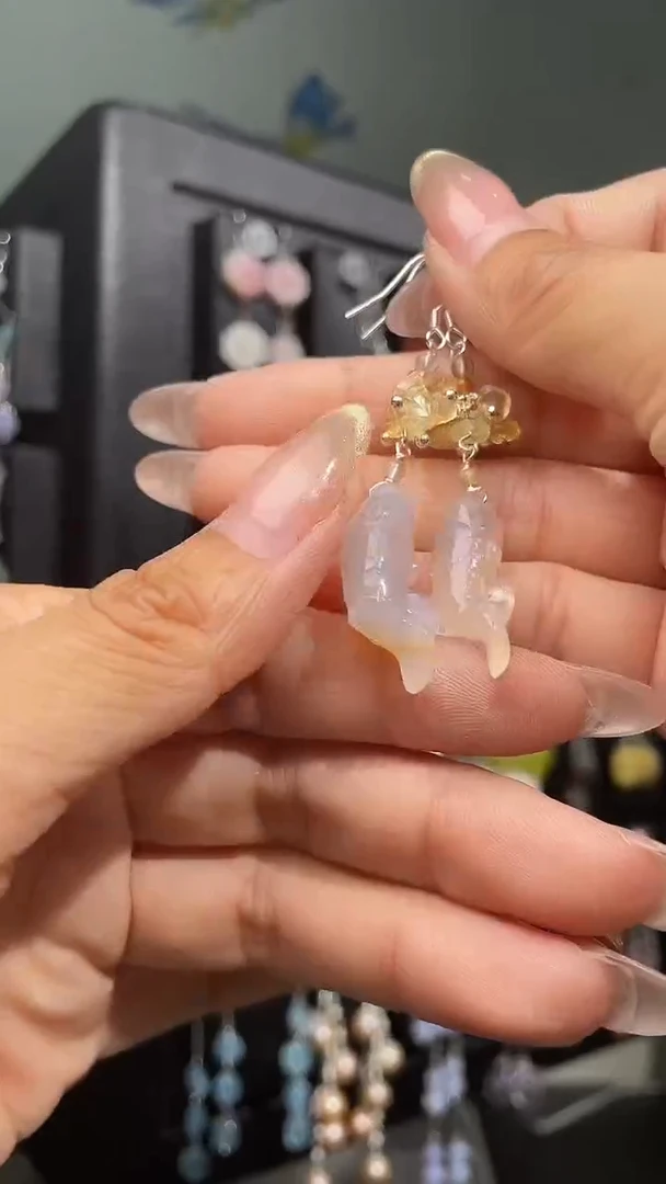 银S925镶嵌耳饰紫晶我***娥 我是女娇娥