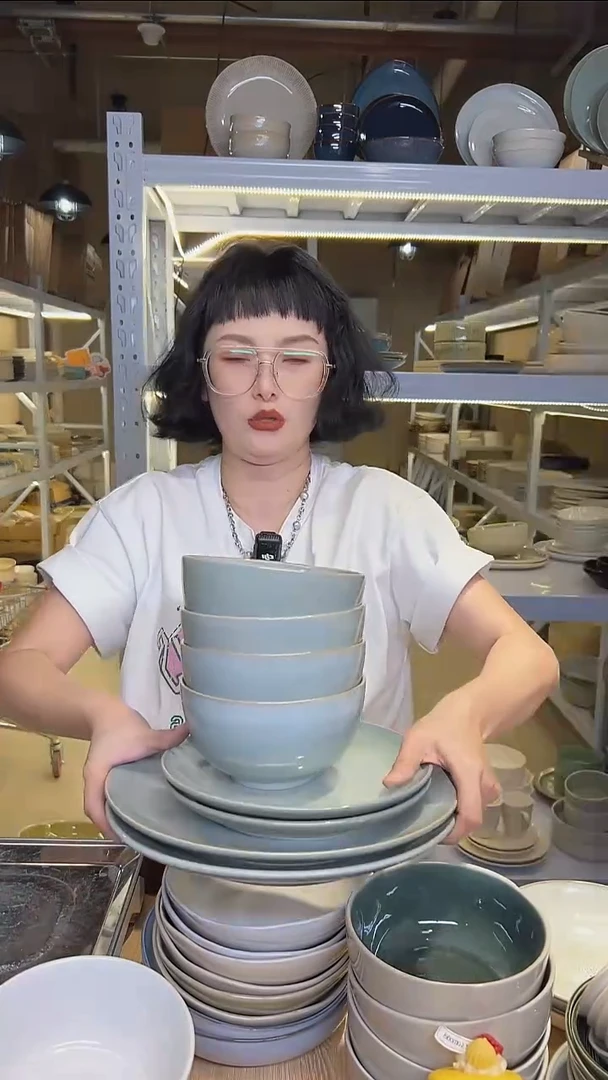 瓷360外贸尾货高温釉下彩餐具默认微瑕