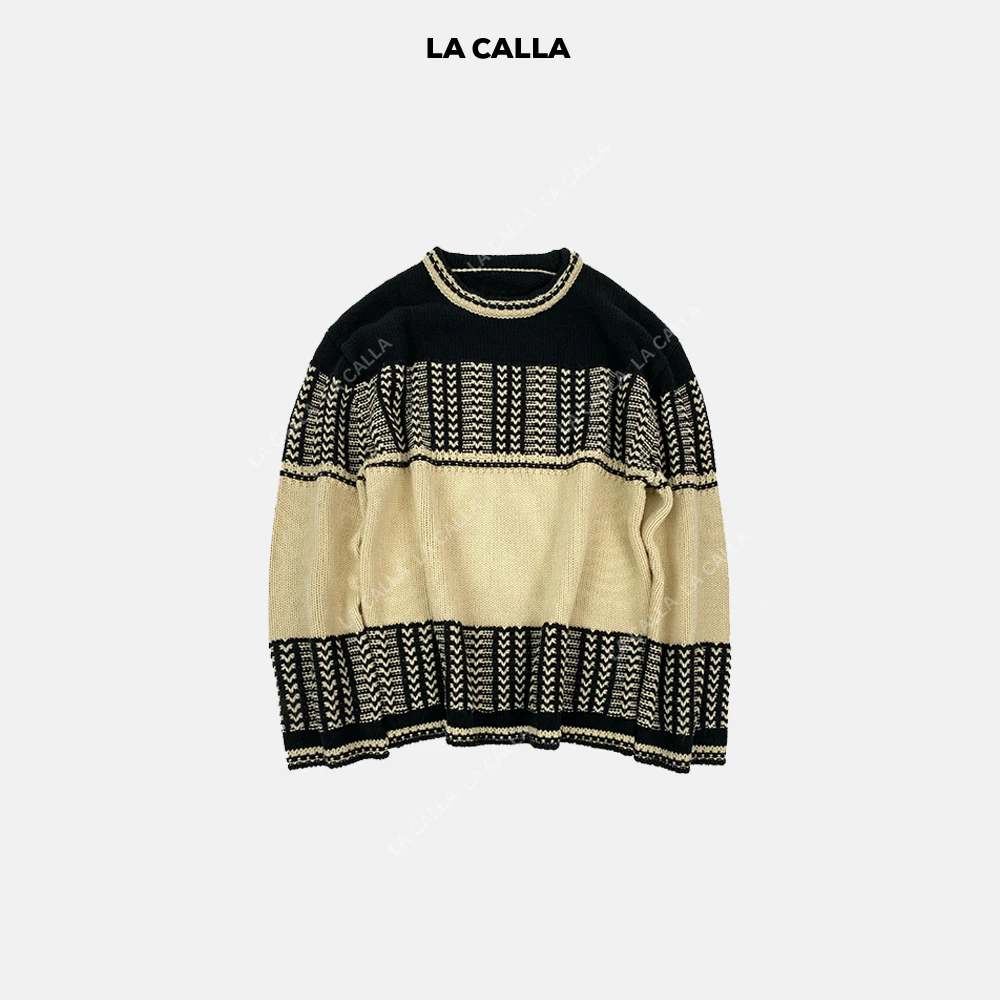 LA CALLA重工复古提花拼织毛衣唐装上衣BL-AX7238