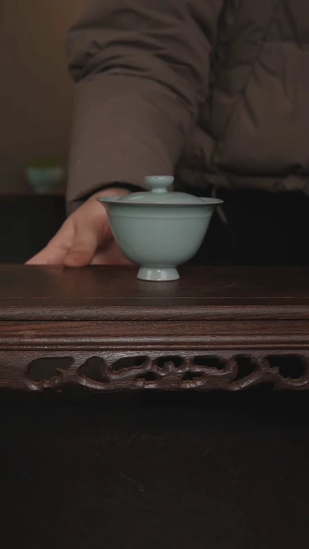 摆件瓷王国奇手工二才盖碗  印章