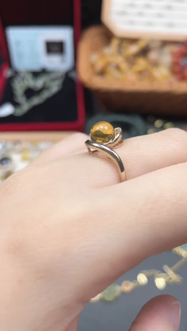 未镶嵌蓝珀戒指多样性发货拍一发一