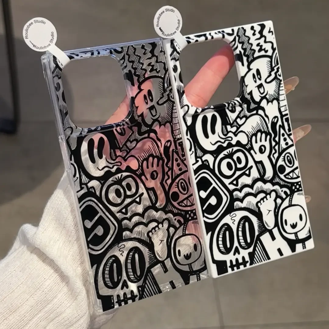 涂鸦冰晶方块适用苹果15/16promax手机壳iphone14/13软壳12/11pro