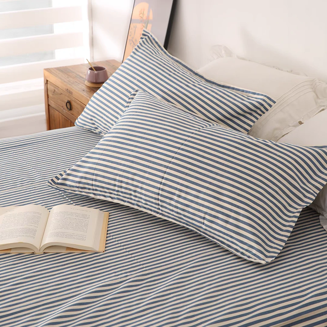 学生宿舍床单精梳棉21支纱成人家用加厚透气纯色老粗布单人床单