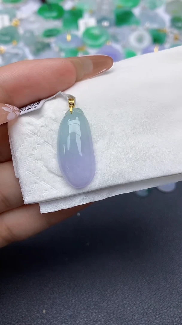 颈饰18K金镶嵌翡翠a货假一赔三支持复检百元上9元证书费自理