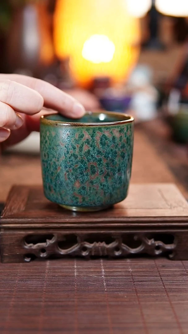 189 150ml 孔雀绿主人杯 钧瓷 何世超