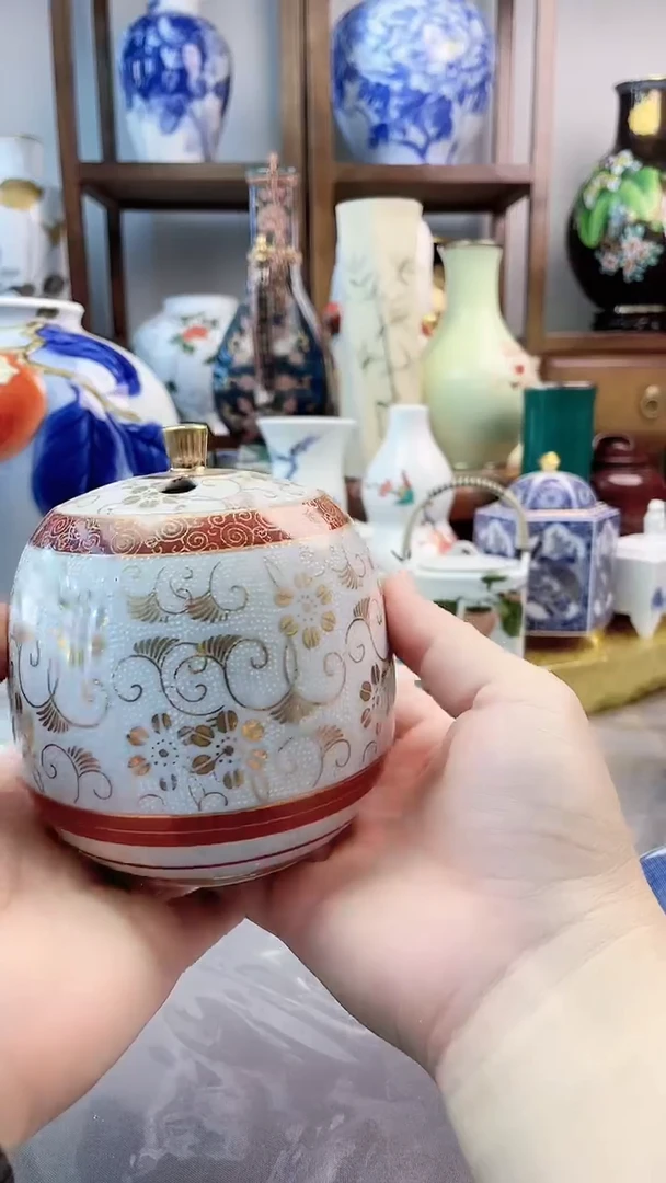 瓷片九谷白粒香炉