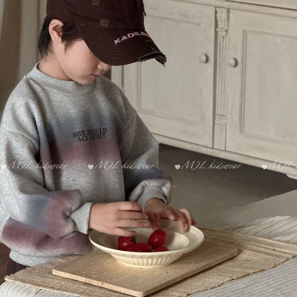 MJL冬款【渐变彩虹】加绒儿童圆领卫衣YX2828