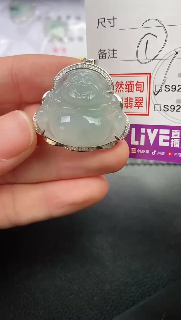 颈饰银S925镶嵌翡翠@***雪挂件