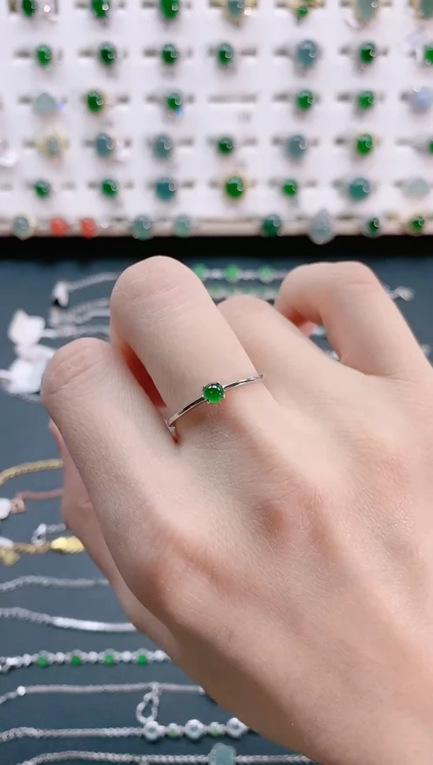 【闪购商品】翡翠戒指银S925镶嵌天然翡翠