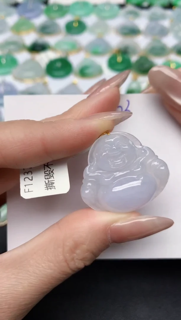 颈饰18K金镶嵌翡翠天然缅甸A货翡翠百元以上9元证书费自理