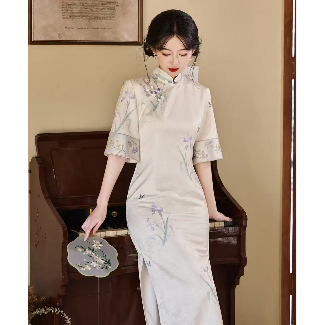 苏故里【陌上花开】复古气质传统款旗袍新中式日常旗袍双层衣长115