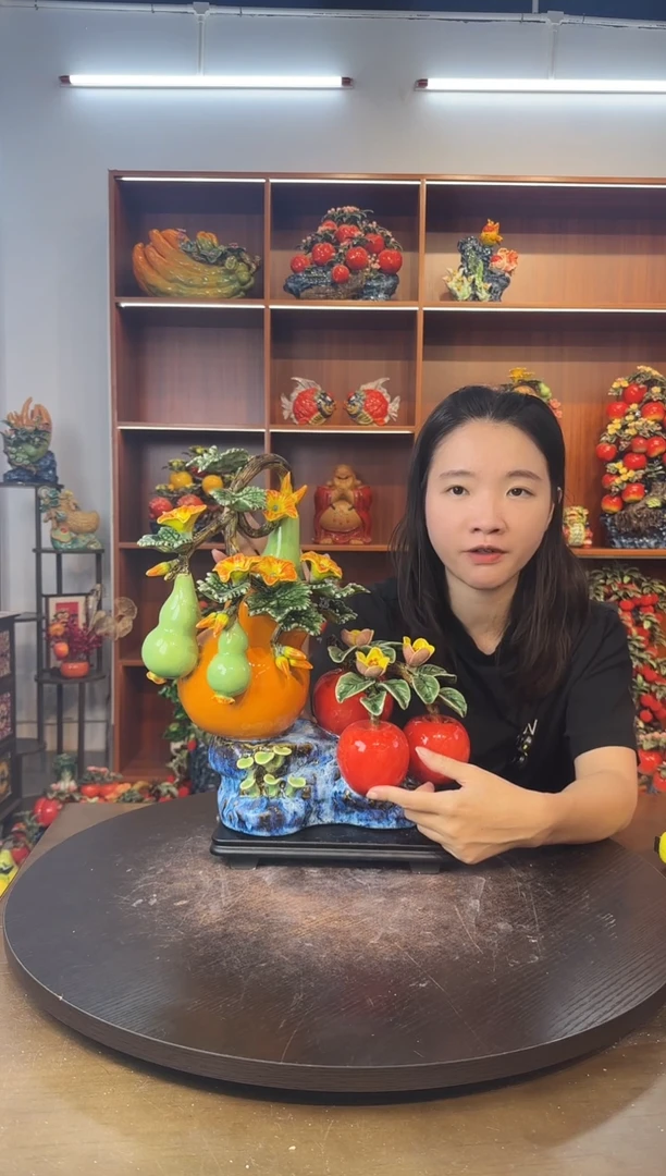 陶瓷葫芦苹果摆件