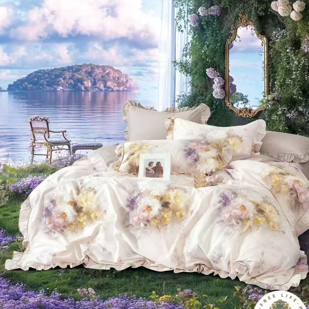 C1102 铂金亲肤棉AA版全棉印花四件套 梦露200*230实物无花边