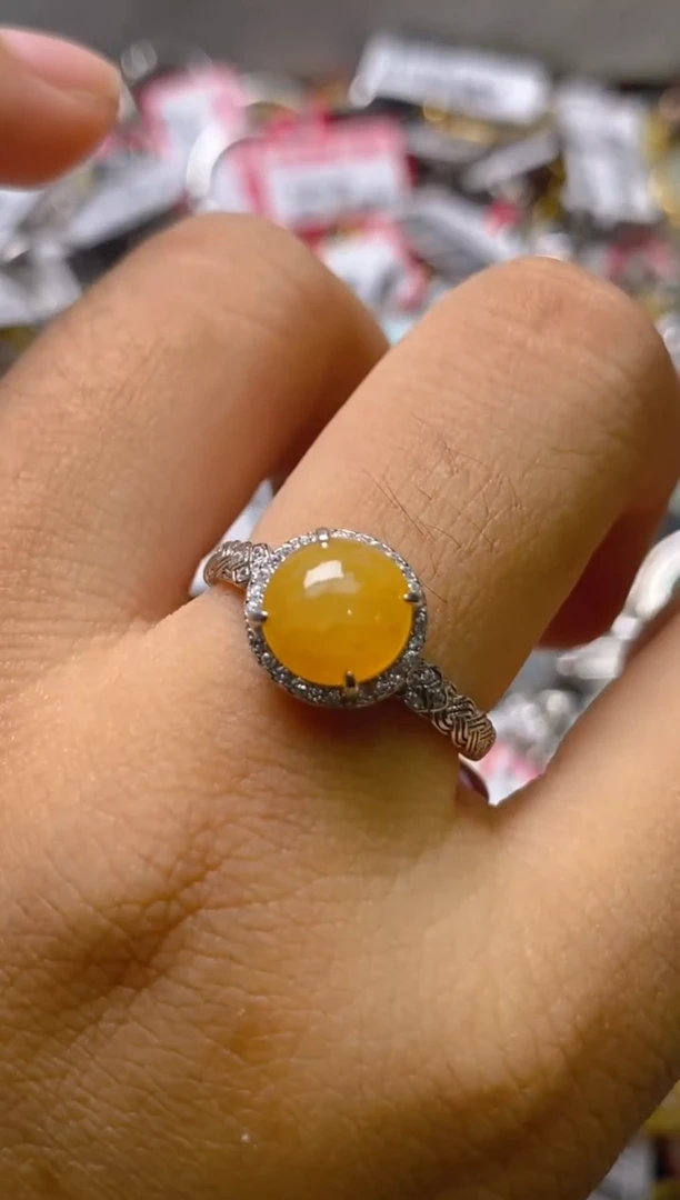 银S925镶嵌戒指翡翠百内无证书