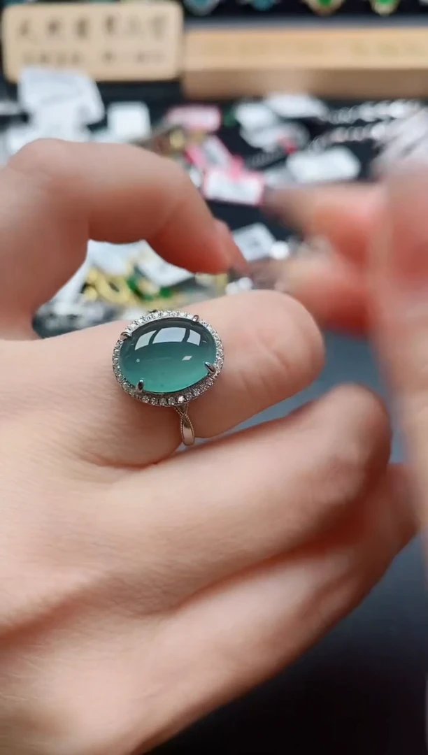 银S925镶嵌戒指翡翠1