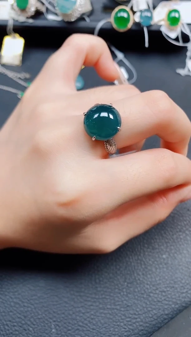银S925镶嵌戒指翡翠翡翠