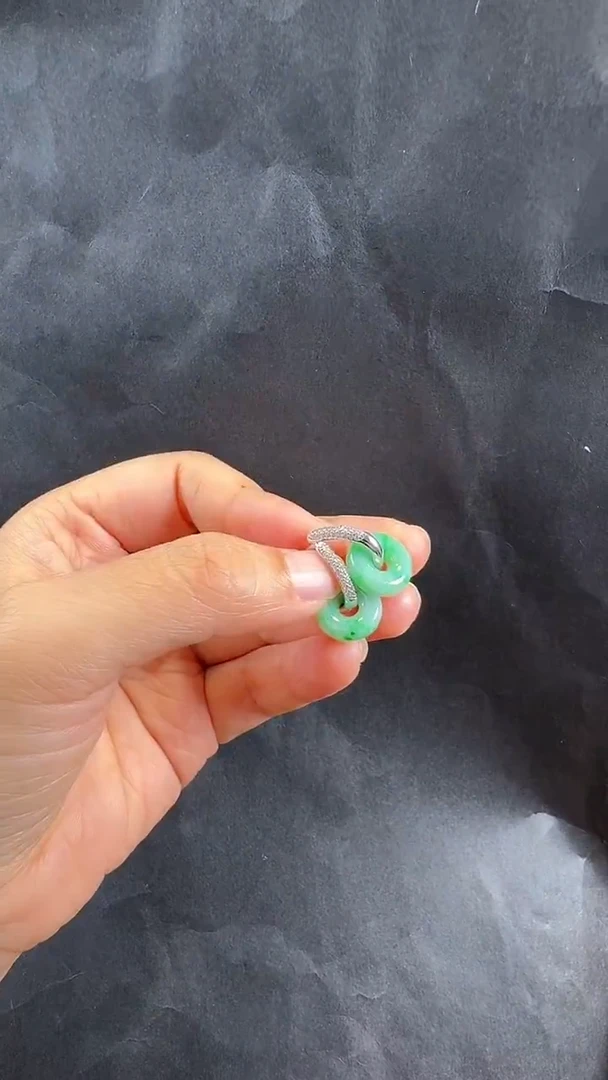 银S925镶嵌翡翠耳饰耳扣