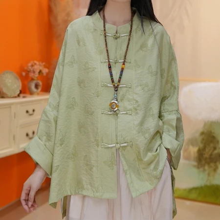 【夏款15号】新中式女装新款盘扣刺绣上衣