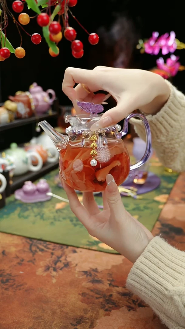 【闪购商品】紫色铃兰花茶壶+链子