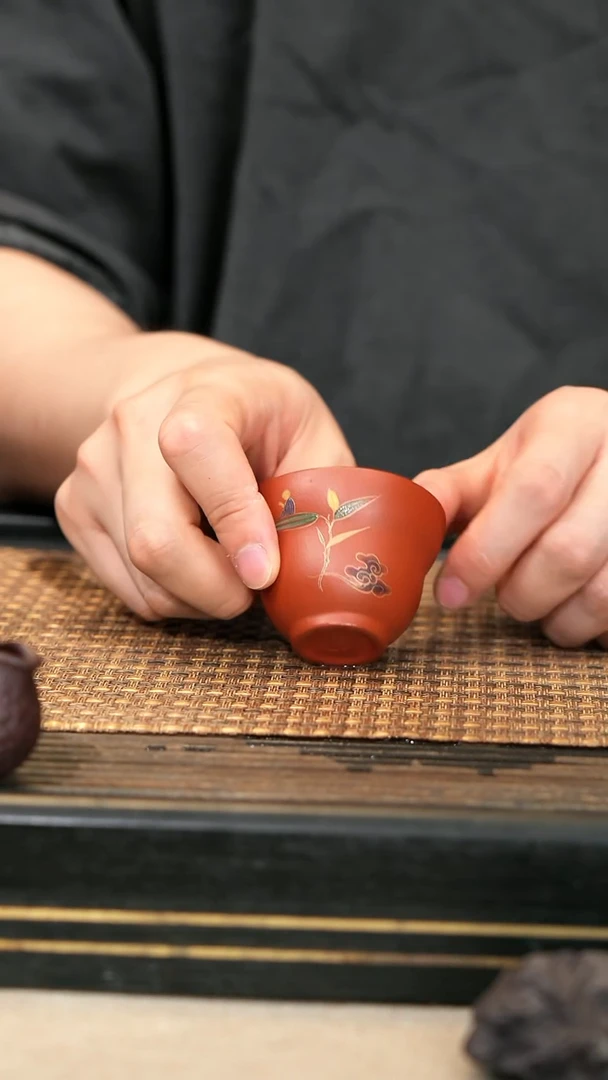 茶壶紫砂3《悟竹葫芦杯》朱泥