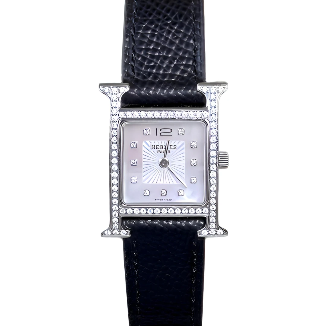 99新 Hermes/爱马仕 中号放射贝母盘后盘后钻石英21*21盘dr