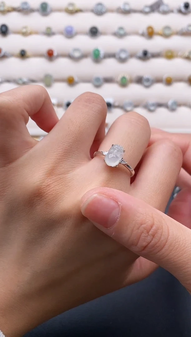 银S925镶嵌戒指翡翠3333333+7