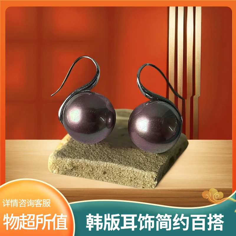 非金属耳饰 百搭简约韩版耳勾复古大气经典白色轻奢强光耳环气质