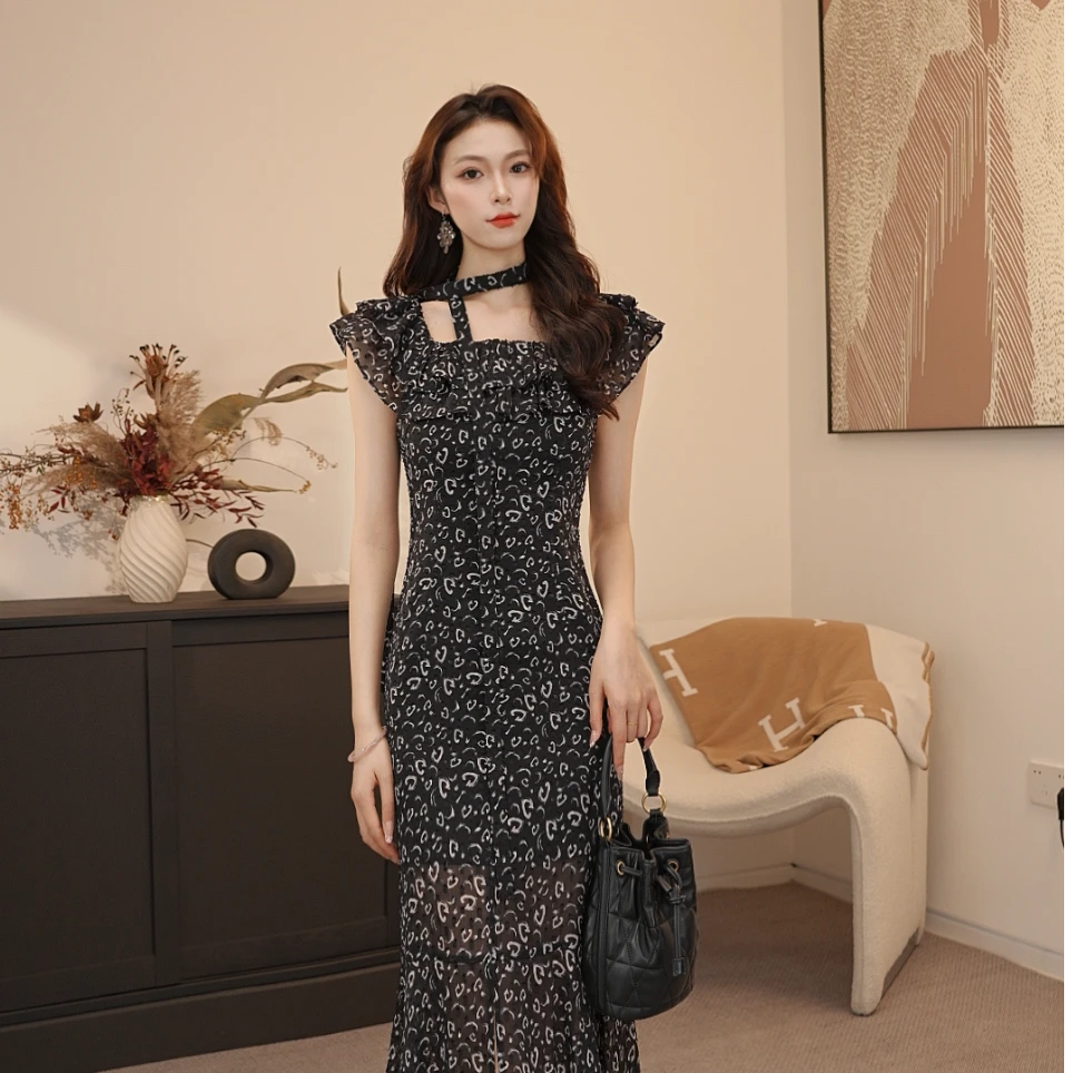 哥弟连衣裙A字裙碎花短款女装夏季蕾丝法式修身显瘦150025森女系