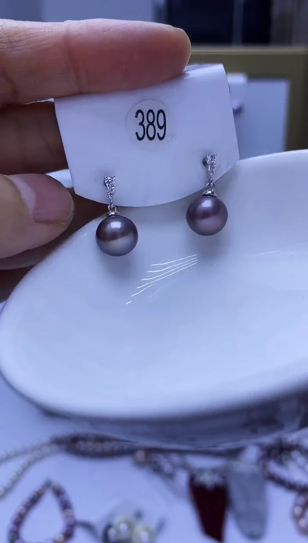 银S925镶嵌耳饰淡水珍珠389