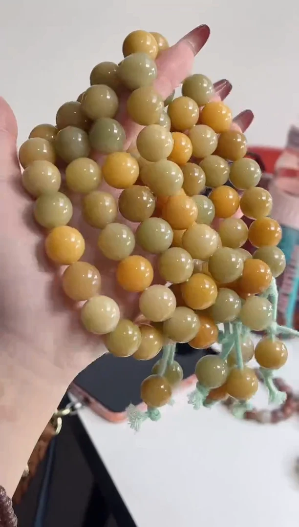 手串菩提根/象牙果d10蜜豆奶糖玉化圆珠14.5mm手持