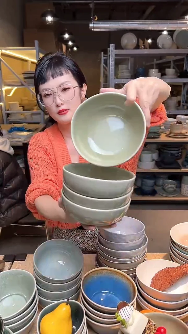 瓷124外贸尾货高温釉下彩陶瓷餐具默认微瑕