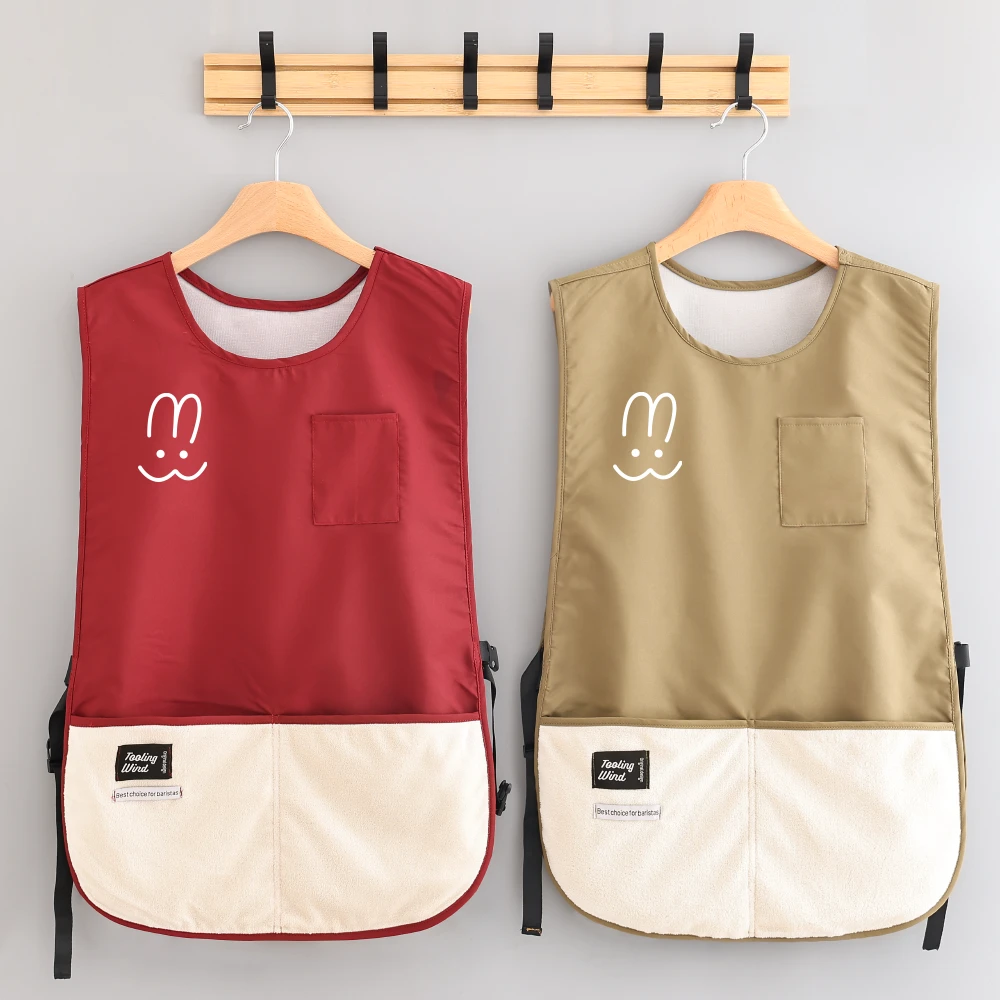 家用做饭马甲式围裙防泼水餐饮防油工作服可定制logo成人围腰透气