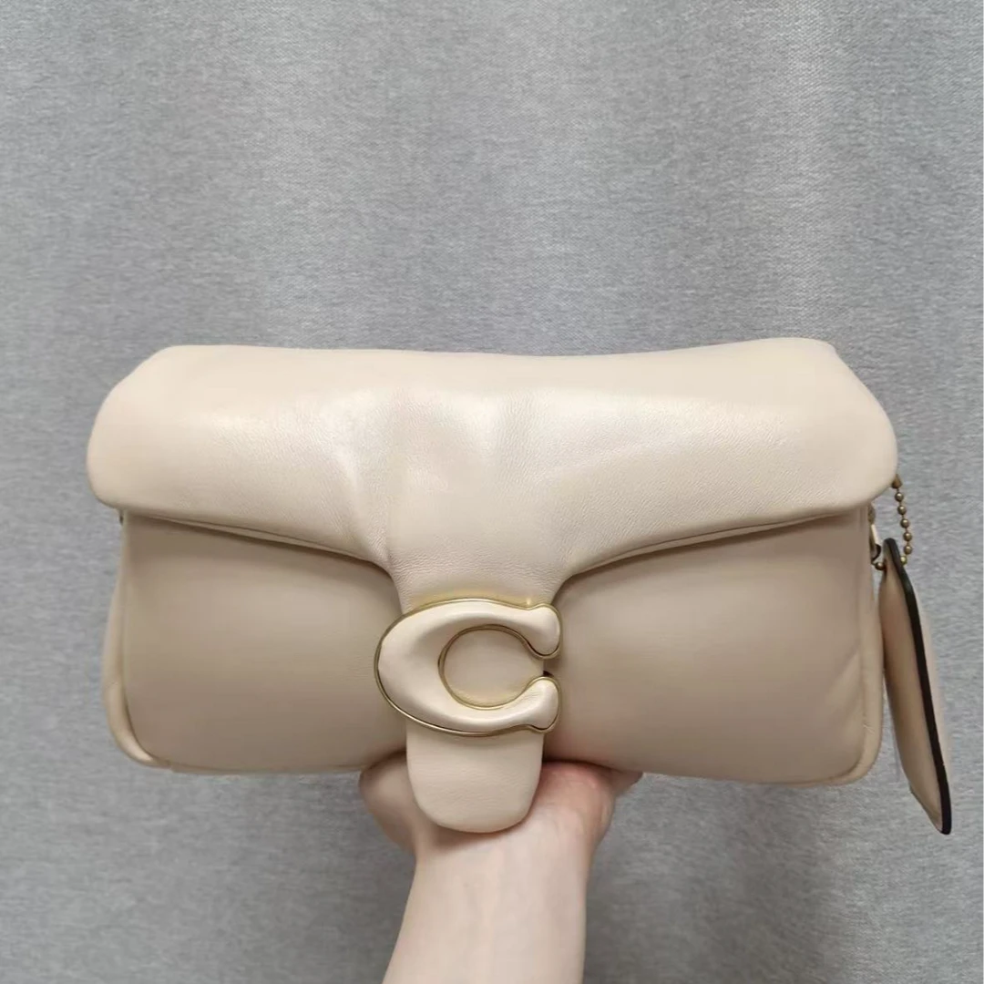 95新 COACH/蔻驰 GGS蔻驰Tabby26米色金扣羊皮单肩包 78234906