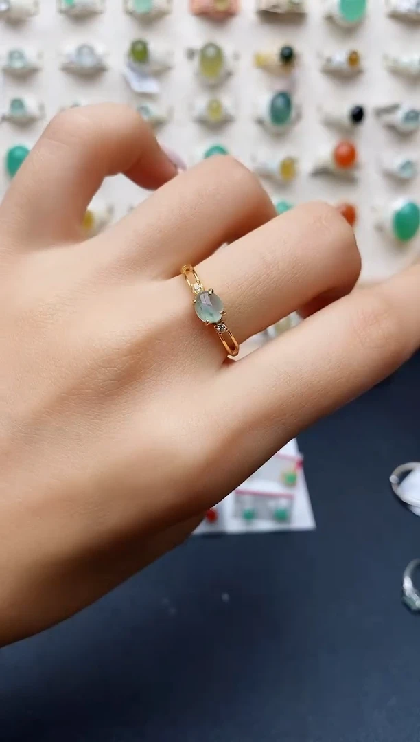 【闪购商品】翡翠戒指银S925镶嵌缅甸翡翠