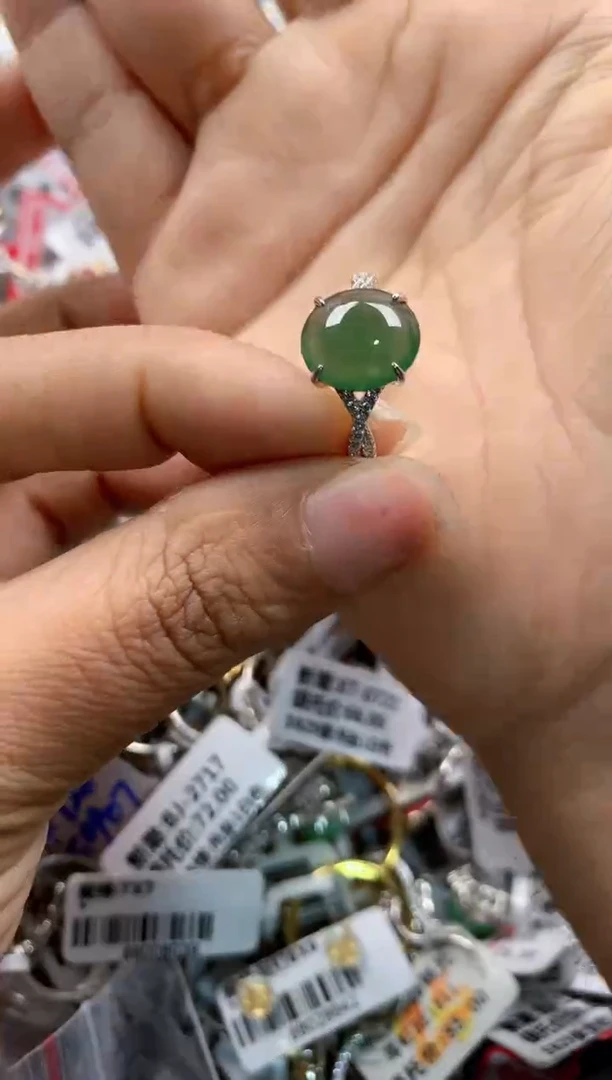 银S925镶嵌戒指翡翠11      8