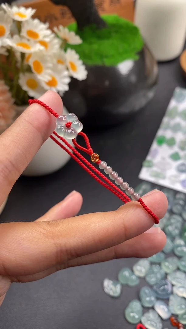 散珠翡翠花花手绳